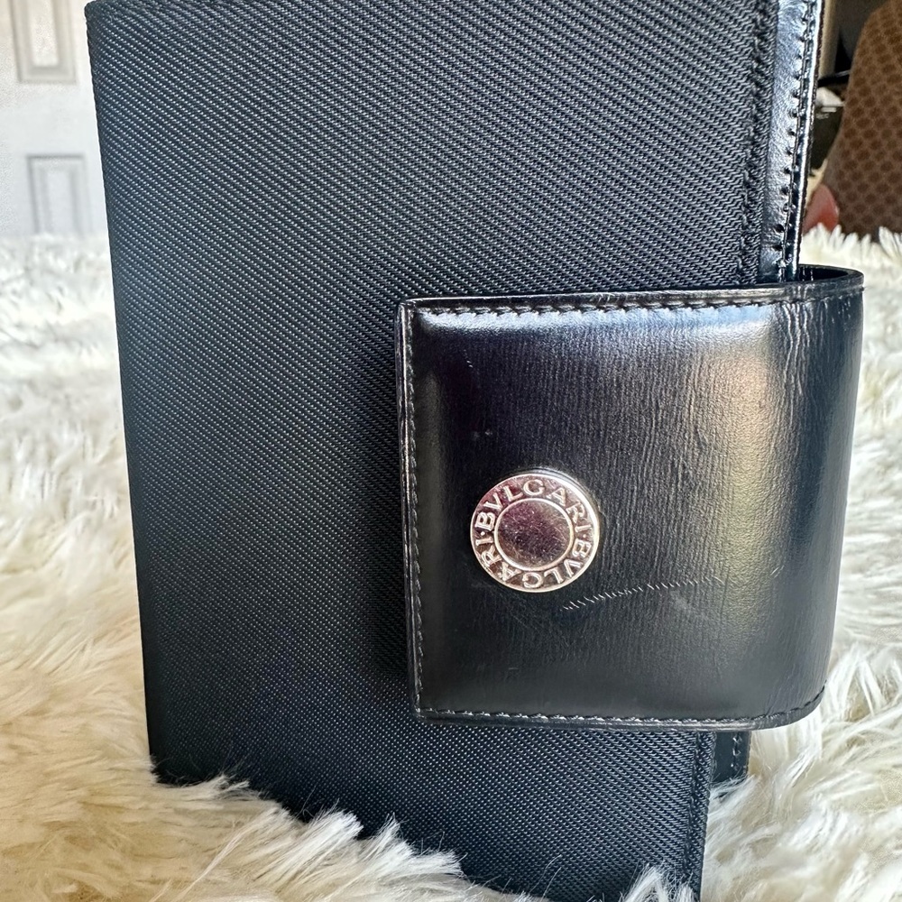 Bulgari Black Leather Flap Agenda Cover
